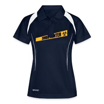 zombie hunter Halloween Zitat - Frauen Polo atmungsaktiv - Navy/Weiß - Vorne