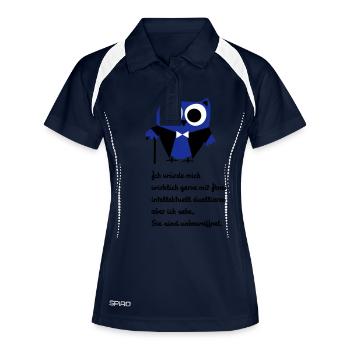 Chouette, satire, disant: «Intellectuellement - Polo respirant Femme - marine/blanc - Devant
