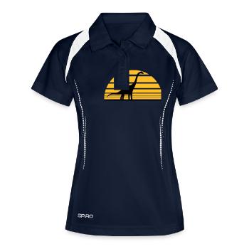 sun sunrise coucher du soleil diplodocus long cou - Polo respirant Femme - marine/blanc - Devant