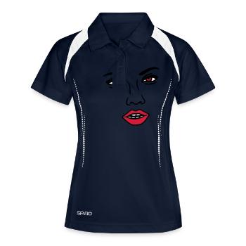 woman sexy nose face head female girl girl - Women's Polo breathable - navy/white - Front