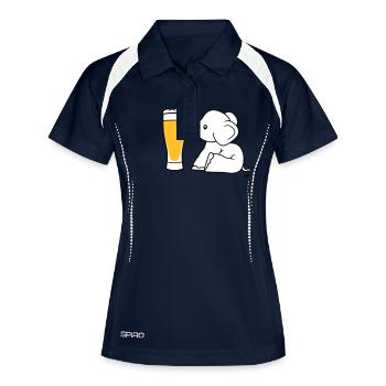 elefant bier saugen alkohol trinken durst betrunke - Frauen Polo atmungsaktiv - Navy/Weiß - Vorne