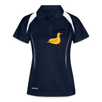 Schnatterente - Frauen Polo atmungsaktiv - Navy/Weiß - Vorne