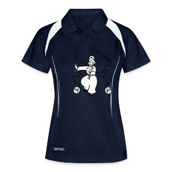 Kampfstrickerin - Frauen Polo atmungsaktiv - Navy/Weiß - Vorne
