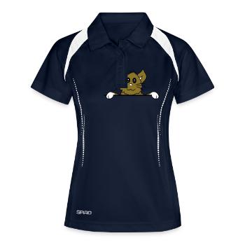 Hübsche Kleine Katze Guckt Versteckt Hinter Mauer - Frauen Polo atmungsaktiv - Navy/Weiß - Vorne