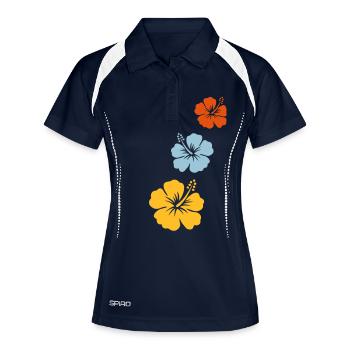hibiscus tahiti 3 - Frauen Polo atmungsaktiv - Navy/Weiß - Vorne