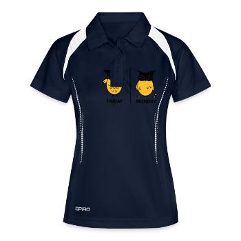 Wochenende der Eulen - Frauen Polo atmungsaktiv - Navy/Weiß - Vorne