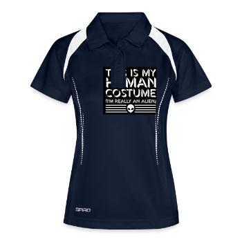 human costume alien Zitat - Frauen Polo atmungsaktiv - Navy/Weiß - Vorne