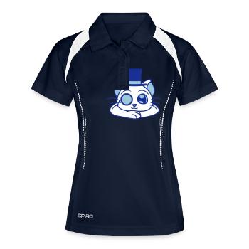 Sir Cat Gentleman Chapeau haut de forme Monocle Rich Gentleman - Polo respirant Femme - marine/blanc - Devant