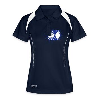 t-shirt personnalisé avec le motif "lumière bleue" - Polo respirant Femme - marine/blanc - Devant