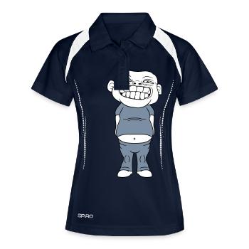 beleibt zunehmen uebergewicht diaet mann haesslich - Frauen Polo atmungsaktiv - Navy/Weiß - Vorne