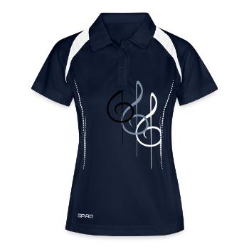 Clé de musique note mélodie note de musique son - Polo respirant Femme - marine/blanc - Devant