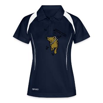 Math T-Shirt - Cat anti-gravité sur Toast - Polo respirant Femme - marine/blanc - Devant