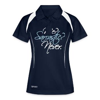 me sarcastic never Zitat - Frauen Polo atmungsaktiv - Navy/Weiß - Vorne