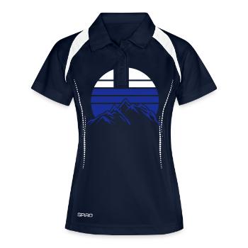berge gebirge mountains 1 - Frauen Polo atmungsaktiv - Navy/Weiß - Vorne