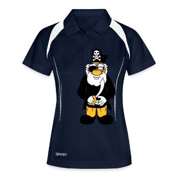 pirat kapitaen matrose seeraeuber saebel meere - Frauen Polo atmungsaktiv - Navy/Weiß - Vorne