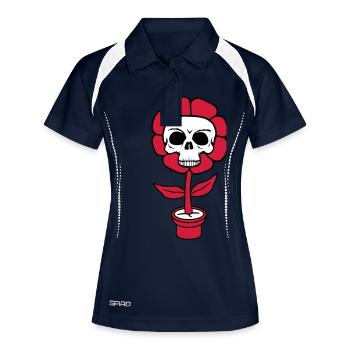 Evil Halloween Flower Skull Skull Horror Pot - Women's Polo breathable - navy/white - Front