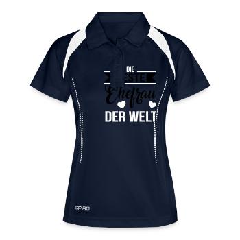 Die beste Ehefrau der Welt - Frauen Polo atmungsaktiv - Navy/Weiß - Vorne