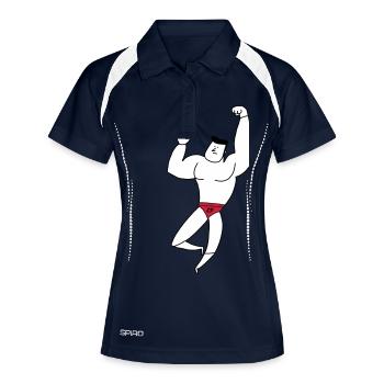 Papa Fête des Pères Naissance Bébé Anniversaire - Polo respirant Femme - marine/blanc - Devant