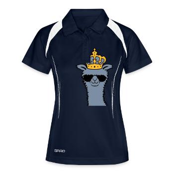 König Lama Sonnenbrille cool - Frauen Polo atmungsaktiv - Navy/Weiß - Vorne