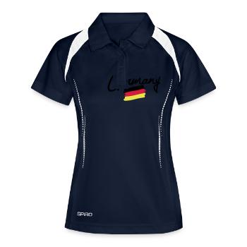 germany - Frauen Polo atmungsaktiv - Navy/Weiß - Vorne