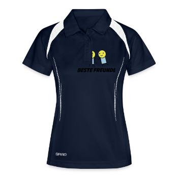 beste freunde 1 - Frauen Polo atmungsaktiv - Navy/Weiß - Vorne