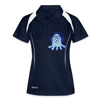 Süßer Oktopus Kraken Tintenfisch Hört Laut Musik - Frauen Polo atmungsaktiv - Navy/Weiß - Vorne