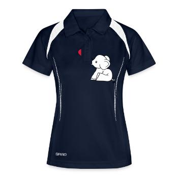 herz liebe schenken verliebt elefant sitzend suess - Frauen Polo atmungsaktiv - Navy/Weiß - Vorne