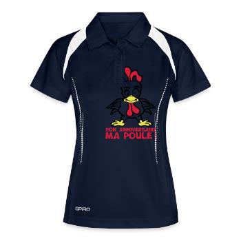 ajouter age bon anniversaire ma poule - Polo respirant Femme - marine/blanc - Devant
