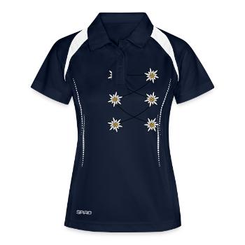 Tablier Dirndl Edelweiss - Polo respirant Femme - marine/blanc - Devant