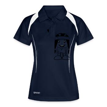 indianer junge lustig spielen kind baby 1c - Frauen Polo atmungsaktiv - Navy/Weiß - Vorne