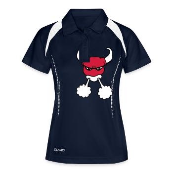 Stierkuh Kuh Stier angry bull comics Chicago - Frauen Polo atmungsaktiv - Navy/Weiß - Vorne