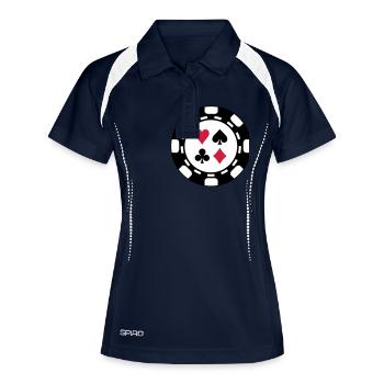 poker_chip - Frauen Polo atmungsaktiv - Navy/Weiß - Vorne