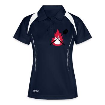 bbq cook tools fire on BBQ best gift idea - Frauen Polo atmungsaktiv - Navy/Weiß - Vorne