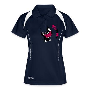 Eule yumyum - Frauen Polo atmungsaktiv - Navy/Weiß - Vorne