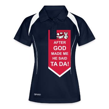 after god made me - Women's Polo breathable - navy/white - Front