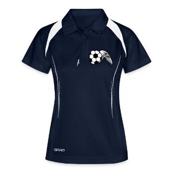 Soccer Ball Angel Wings Design - Frauen Polo atmungsaktiv - Navy/Weiß - Vorne