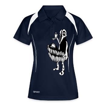 Monster Illustration Charakter PUKS - Frauen Polo atmungsaktiv - Navy/Weiß - Vorne
