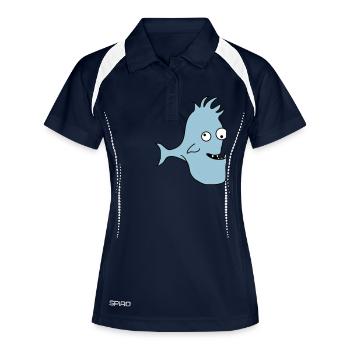 Stupid Crazy Comic Fish - Polo respirant Femme - marine/blanc - Devant