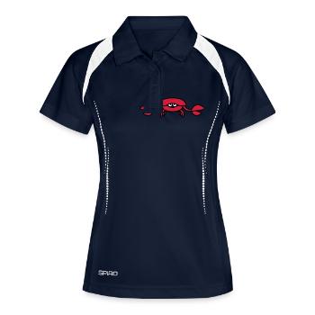 underwater_crab_3c - Frauen Polo atmungsaktiv - Navy/Weiß - Vorne