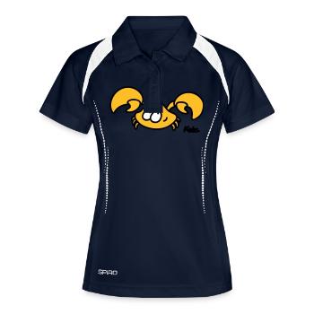 Krebs (3c) - Frauen Polo atmungsaktiv - Navy/Weiß - Vorne