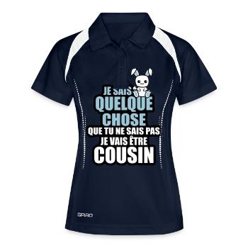 je vais être cousin - Polo respirant Femme - marine/blanc - Devant