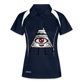 Bande dessinée oeil - Polo respirant Femme - marine/blanc - Devant