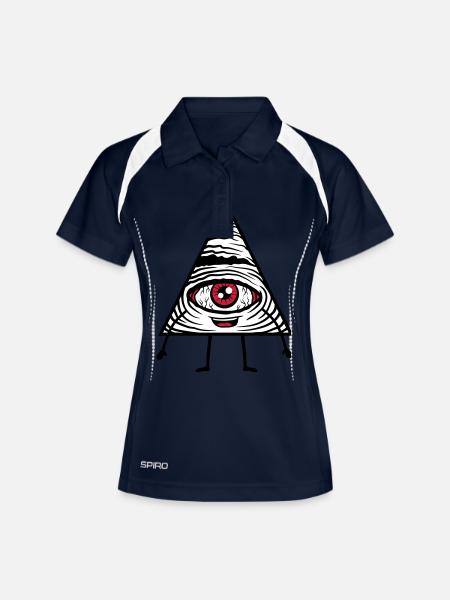 Comic Figur Auge - Frauen Polo atmungsaktiv - Navy/Weiß