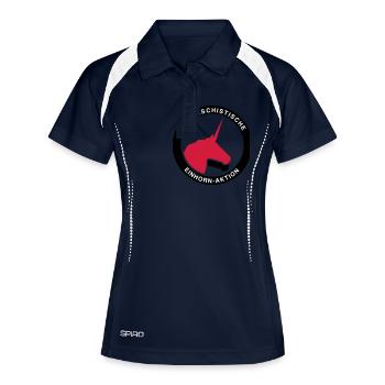 Antifaschistische Einhorn-Aktion - Frauen Polo atmungsaktiv - Navy/Weiß - Vorne