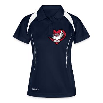 hibou coeur symbole forme oiseau amour aigle hibou volant cool - Polo respirant Femme - marine/blanc - Devant