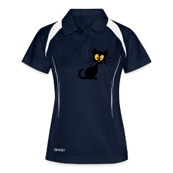 Kätzchen - Frauen Polo atmungsaktiv - Navy/Weiß - Vorne