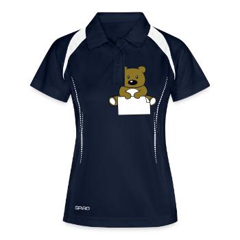 baer teddy klein suess niedlich kuscheltier grizzl - Frauen Polo atmungsaktiv - Navy/Weiß - Vorne