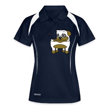 chien carlin petite bite mignonne amour heureux bande dessinée amusant - Polo respirant Femme - marine/blanc - Devant