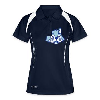 Mignon visage de chat heureux rire tête de chaton - Polo respirant Femme - marine/blanc - Devant