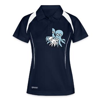 Pieuvre Maman Papa Enfant Bébé Mère Père Famille - Polo respirant Femme - marine/blanc - Devant